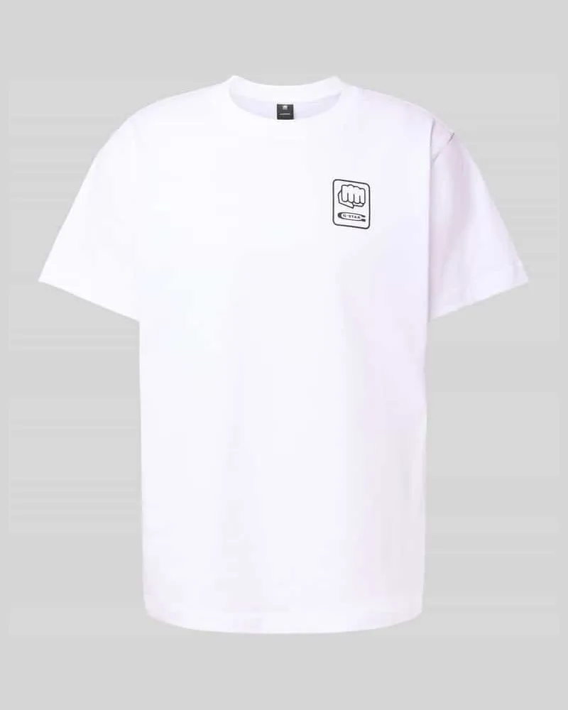 G-STAR RAW Loose Fit T-Shirt mit Label-Print Weiss