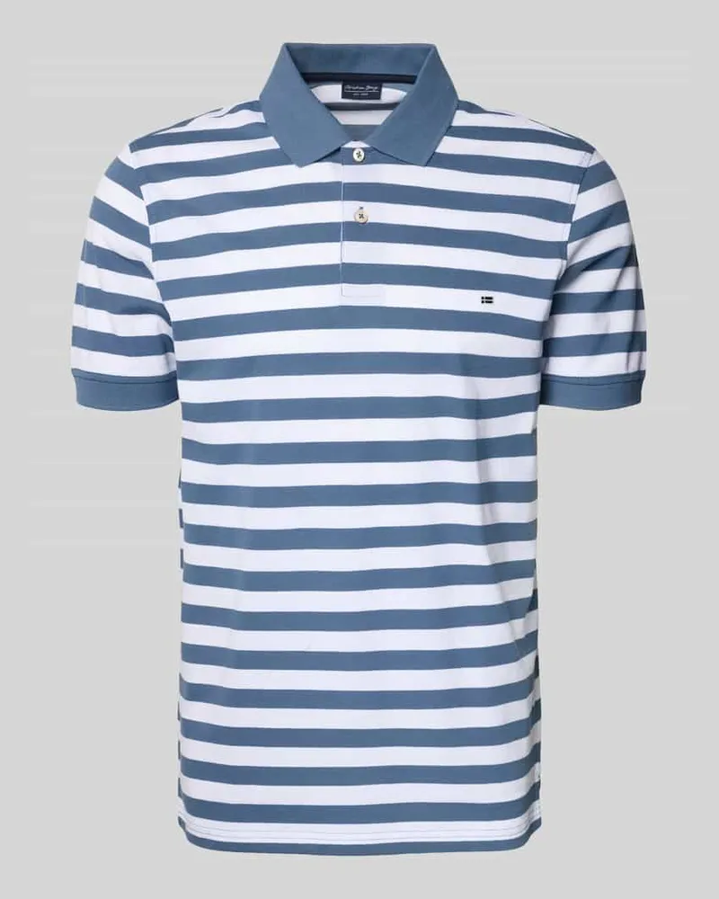 Christian Berg Modern Fit Poloshirt mit Logo-Stitching Jeansblau