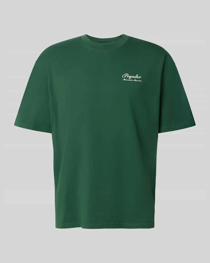 PEGADOR Oversized Fit T-Shirt mit Label-Detail Modell 'Morcote Dunkelgruen