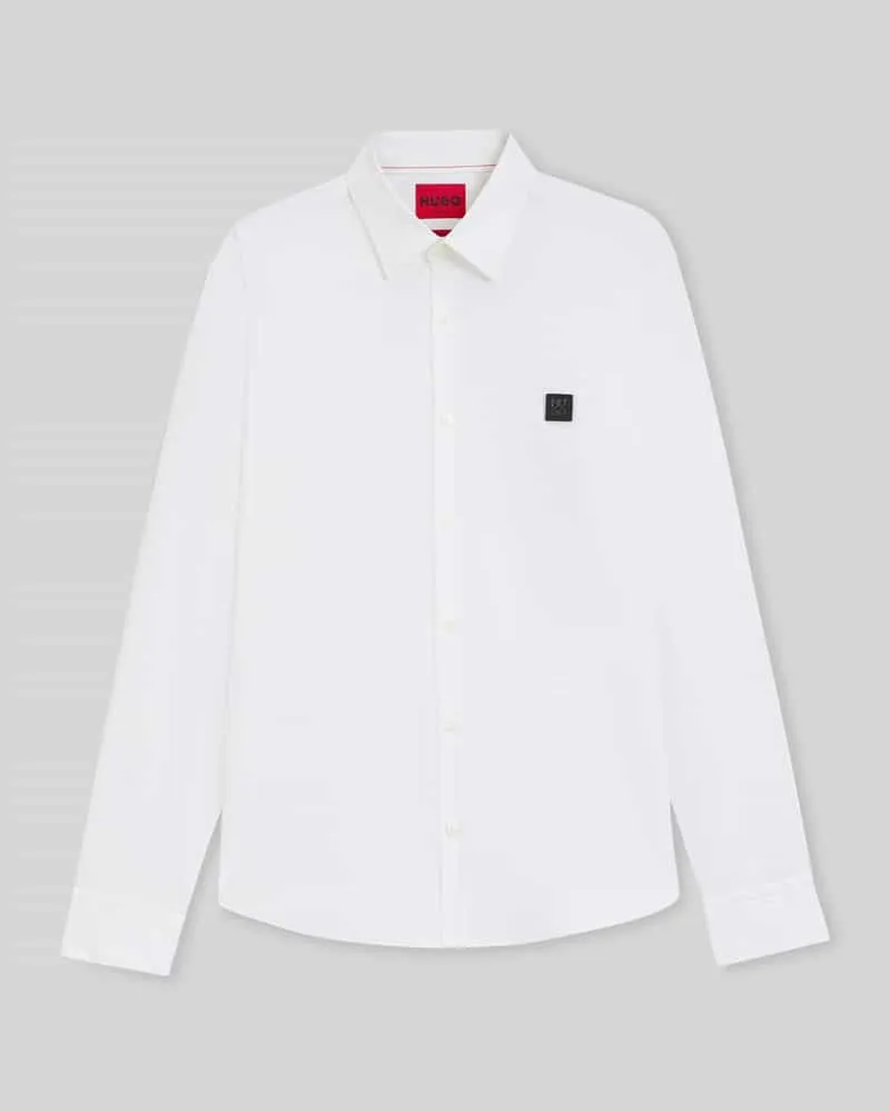HUGO BOSS Slim Fit Freizeithemd aus Baumwoll-Mix Modell 'ERMO Weiss