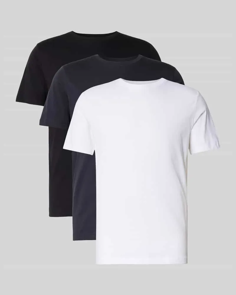 Selected Homme Regular Fit T-Shirt Set aus reiner Baumwolle im 3er-Pack 