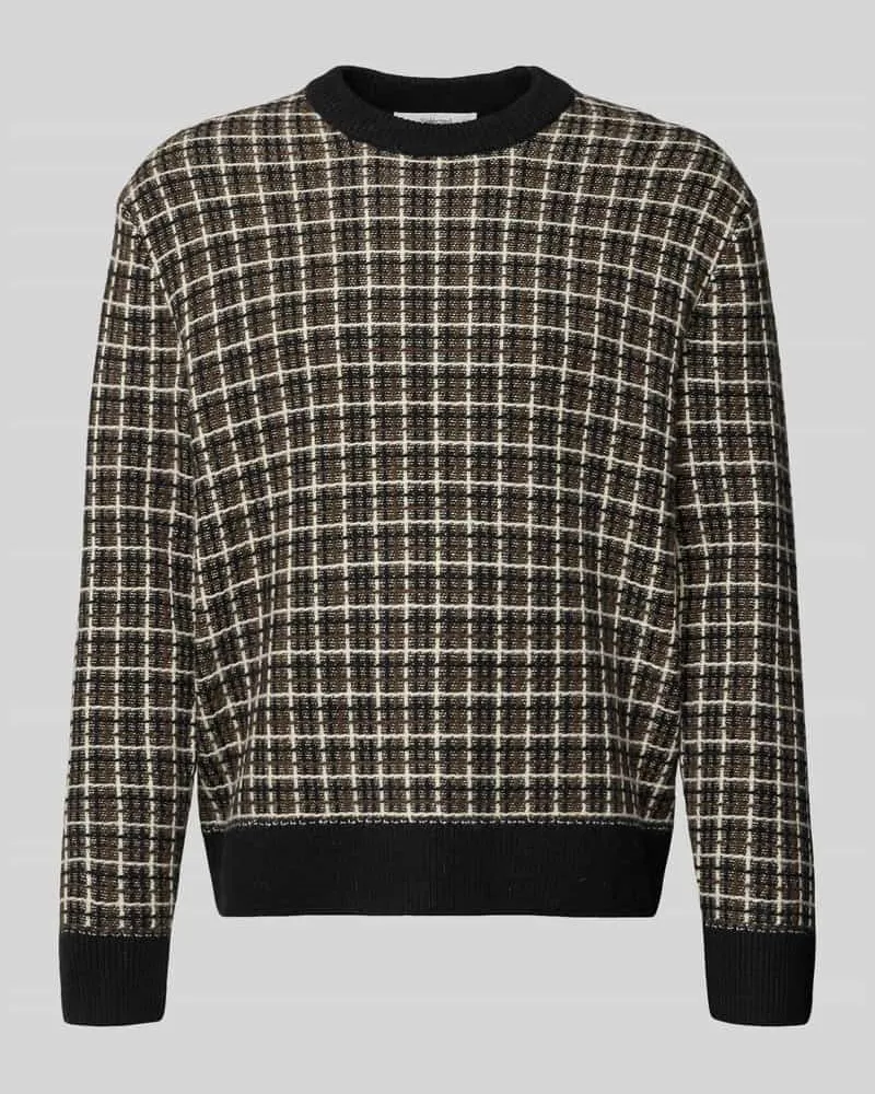 Selected Homme Regular Fit Strickpullover aus Woll-Mix Modell 'MIKOLAS Dunkelbraun