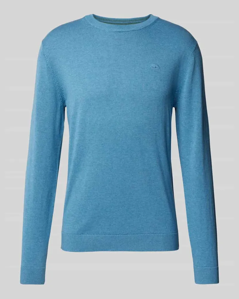 Tom Tailor Strickpullover mit Rundhalsausschnitt aus reiner Baumwolle Blau