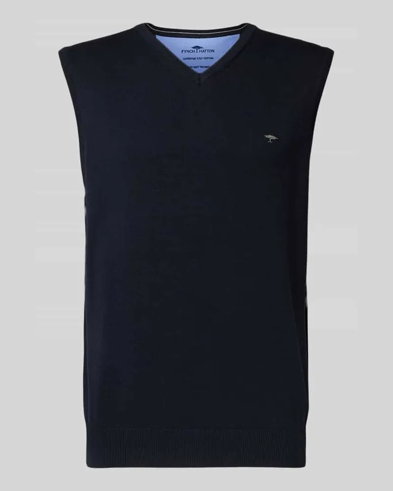 Fynch-Hatton Pullunder mit Logo-Detail Modell 'Slipover Superfine Marine