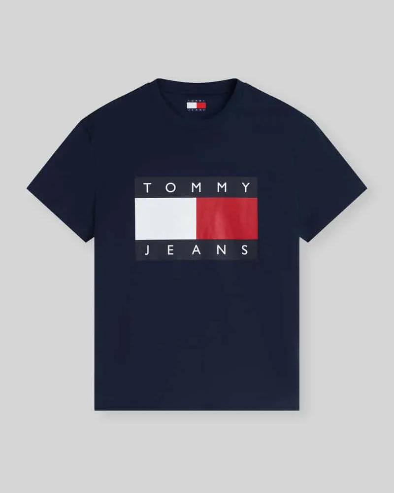 Tommy Hilfiger Relaxed Fit T-Shirt aus reiner Baumwolle mit Logo-Print Marine