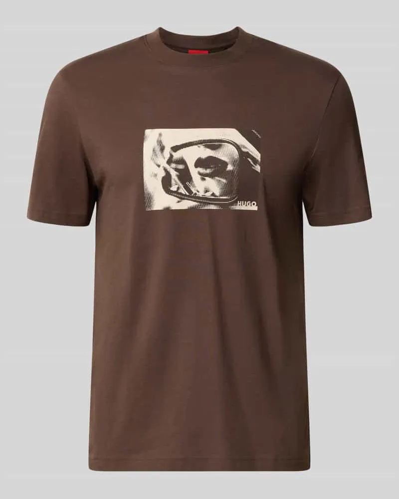 HUGO BOSS Regular Fit T-Shirt aus reiner Baumwolle Modell 'Dirom Schoko