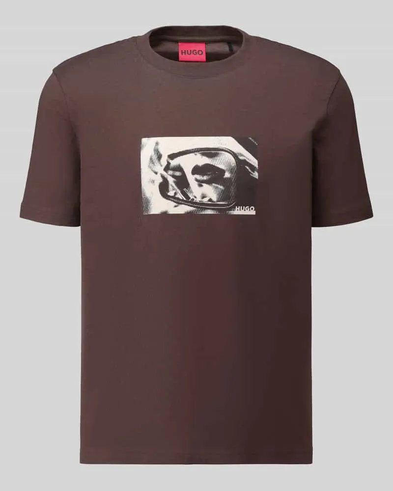 HUGO BOSS Regular Fit T-Shirt aus reiner Baumwolle Modell 'Dirom Schoko