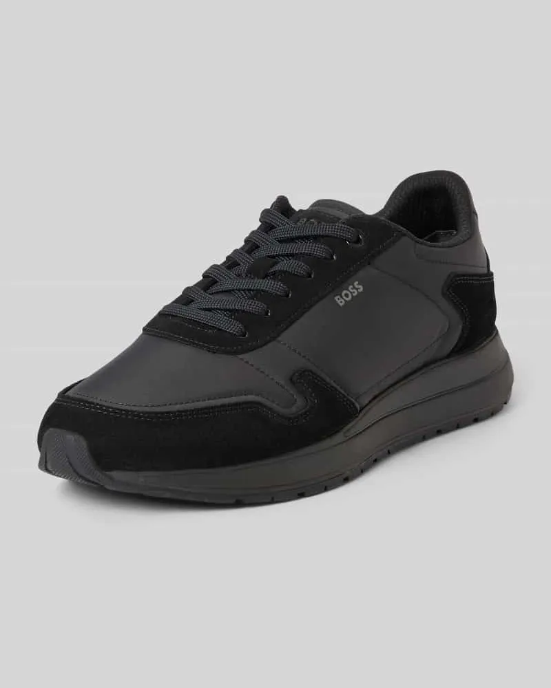 HUGO BOSS Sneaker aus Textil mit Veloursleder-Besatz Black