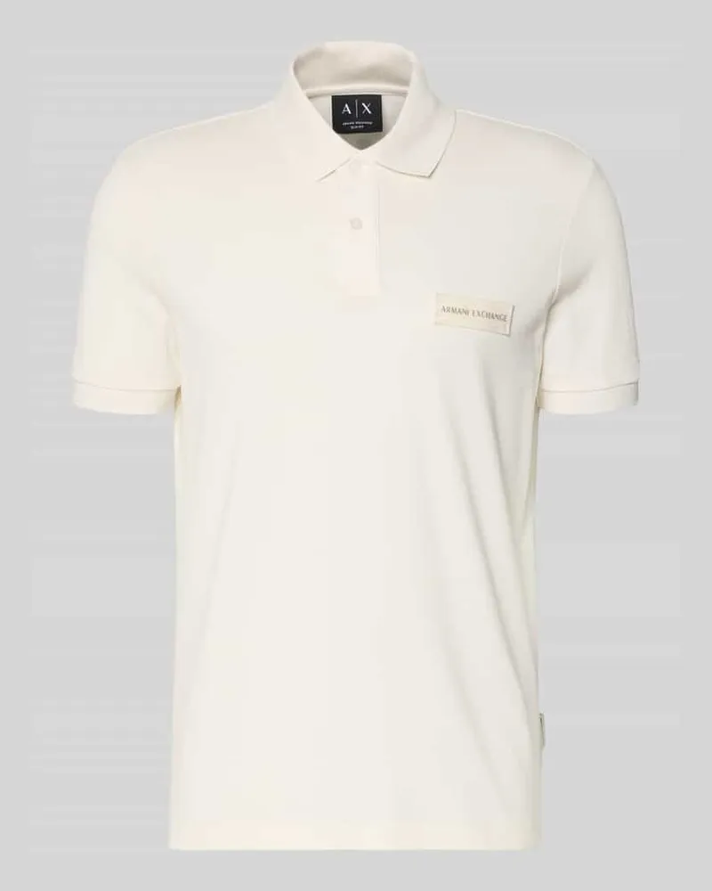 Armani Exchange Regular Fit Poloshirt mit Label-Detail Offwhite