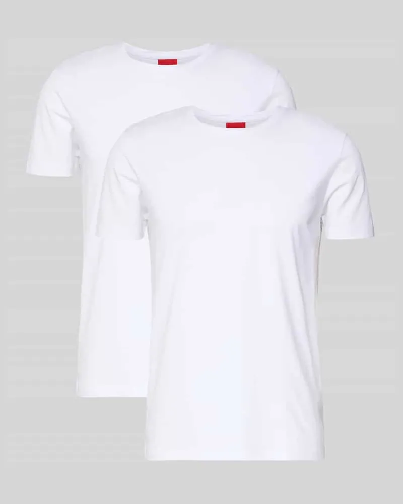 HUGO BOSS T-Shirt mit Logo-Print im 2er-Pack Modell '-Round Weiss