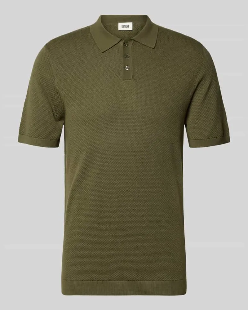 Drykorn Slim Fit Poloshirt mit kurzer Knopfleiste Modell 'TRITON Oliv