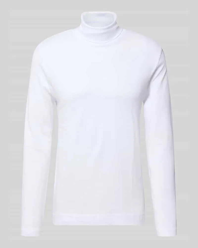 Christian Berg Regular Fit Longsleeve aus reiner Baumwolle mit Rollkragen Weiss
