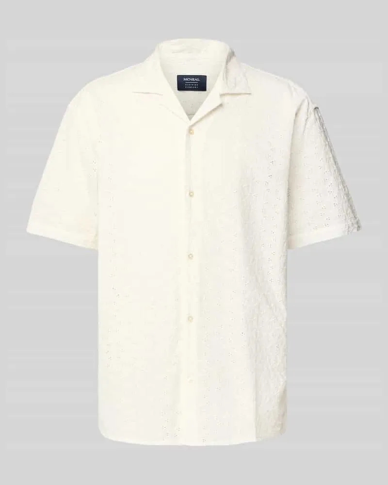 McNeal Regular Fit Freizeithemd mit Lochstickerei Offwhite