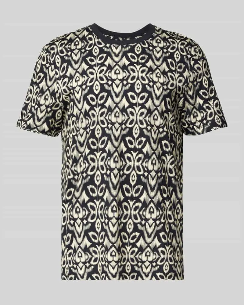 McNeal T-Shirt im Allover-Look mit Rundhalsausschnitt Black