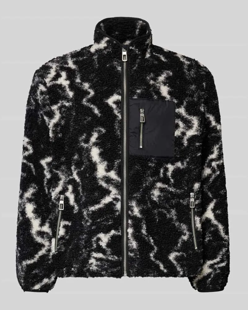 Only & Sons Regular Fit Teddyfell-Jacke mit Allover-Muster Modell 'JAIMY Black