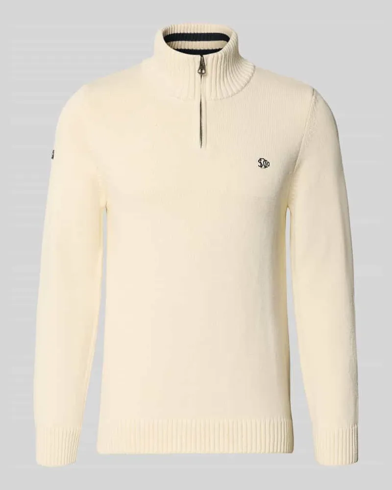 Superdry. Slim Fit Pullover in Strick-Optik Offwhite