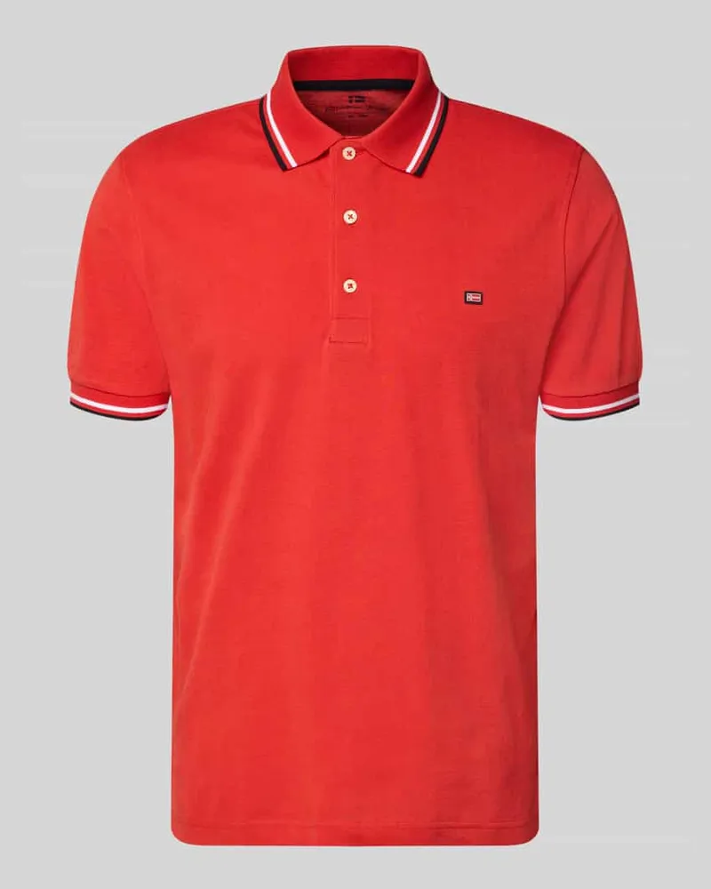Christian Berg Regular Fit Poloshirt mit Kontraststreifen Rot