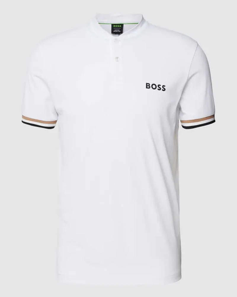 HUGO BOSS Slim Fit Poloshirt mit Stehkragen Modell 'Pariq Weiss