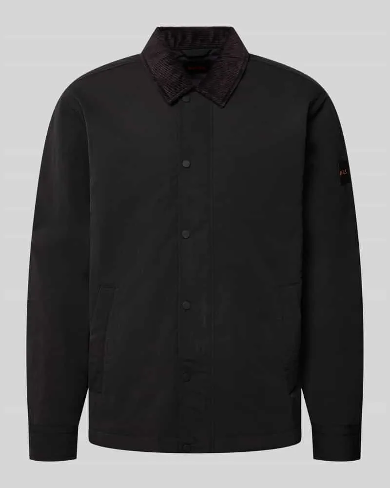 HUGO BOSS Regular Fit Jacke mit Cord-Kragen Modell 'LEIDON-ZIP_M Black