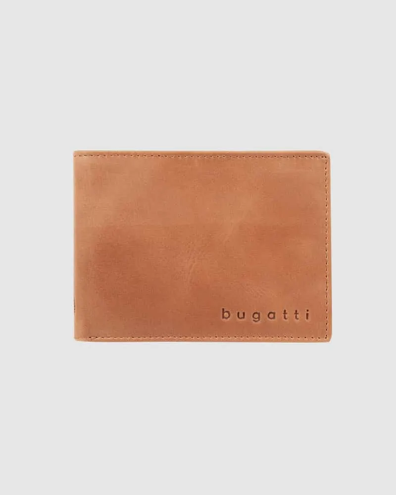 Bugatti Lederportemonnaie mit Label-Details Modell 'Volo Cognac