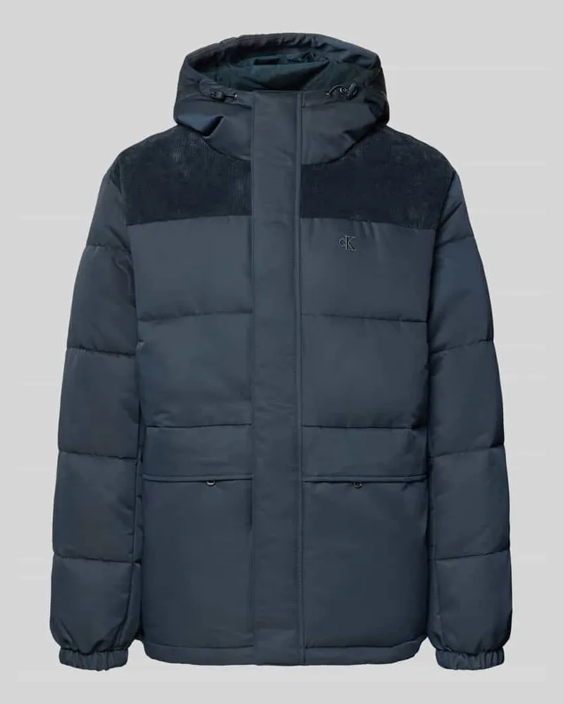 Calvin Klein Steppjacke mit verdecktem Reißverschluss und Label-Stitching Dunkelblau