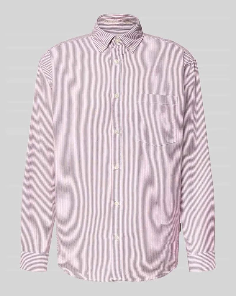 Jack & Jones Regular Fit Freizeithemd mit Brusttasche Modell 'NORREBRO Dunkelrot