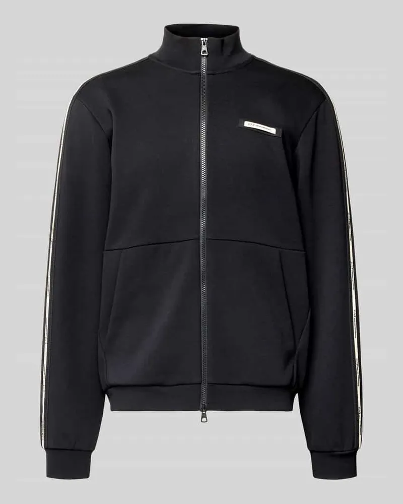 EA7 Sweatjacke mit Stehkragen und Zweiwege-Reißverschluss Black