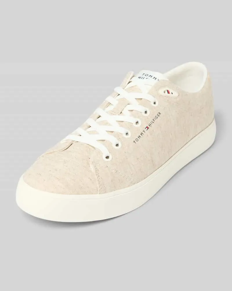 Tommy Hilfiger Low Top Sneaker aus Chambray-Leinen Ecru