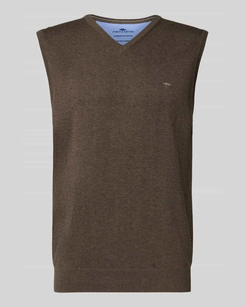 Fynch-Hatton Pullunder mit Logo-Detail Modell 'Slipover Superfine Mittelbraun