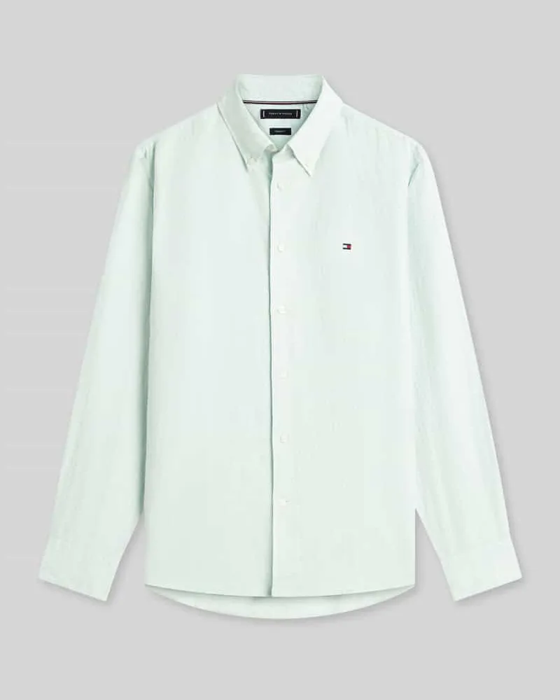 Tommy Hilfiger Regular Fit Freizeithemd aus Baumwoll-Leinen-Mix Mint