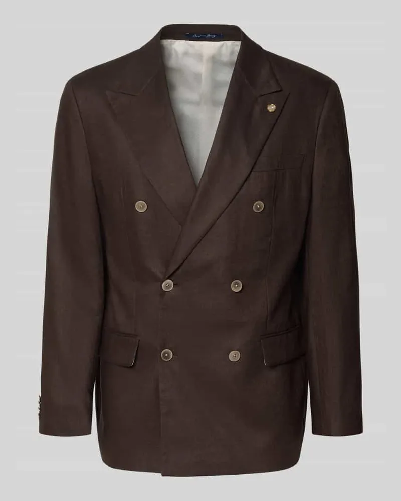 Christian Berg Regular Fit Sakko aus Leinen mit Pattentaschen Mittelbraun