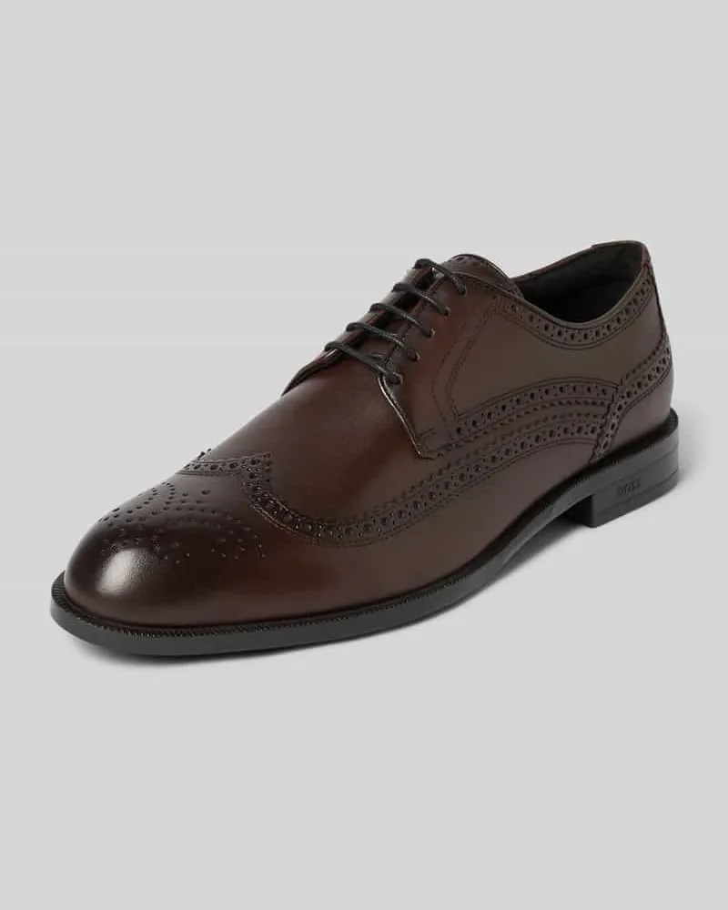 HUGO BOSS Schnürschuhe aus echtem Leder Modell ''Tayil_Derb Dunkelbraun