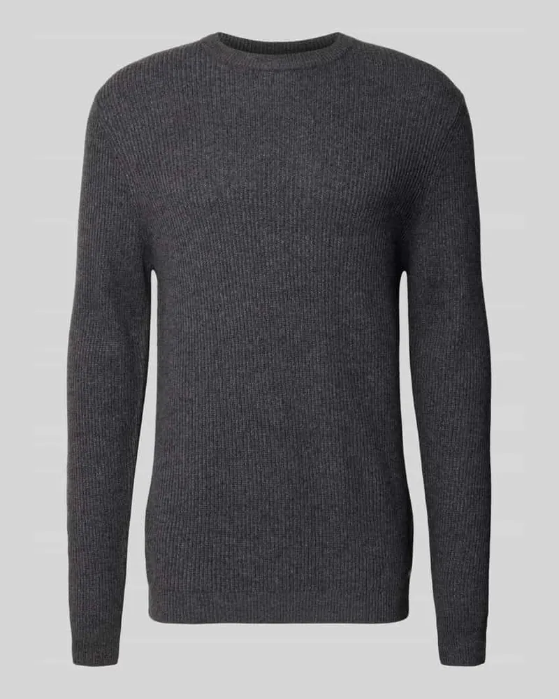 Roy Robson Slim Fit Pullover aus Schurwoll-Mix Anthrazit