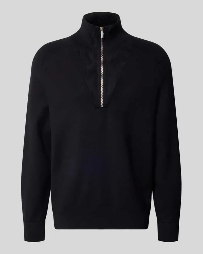 Calvin Klein Strickpullover aus Viskose-Mix mit Reißverschluss Black