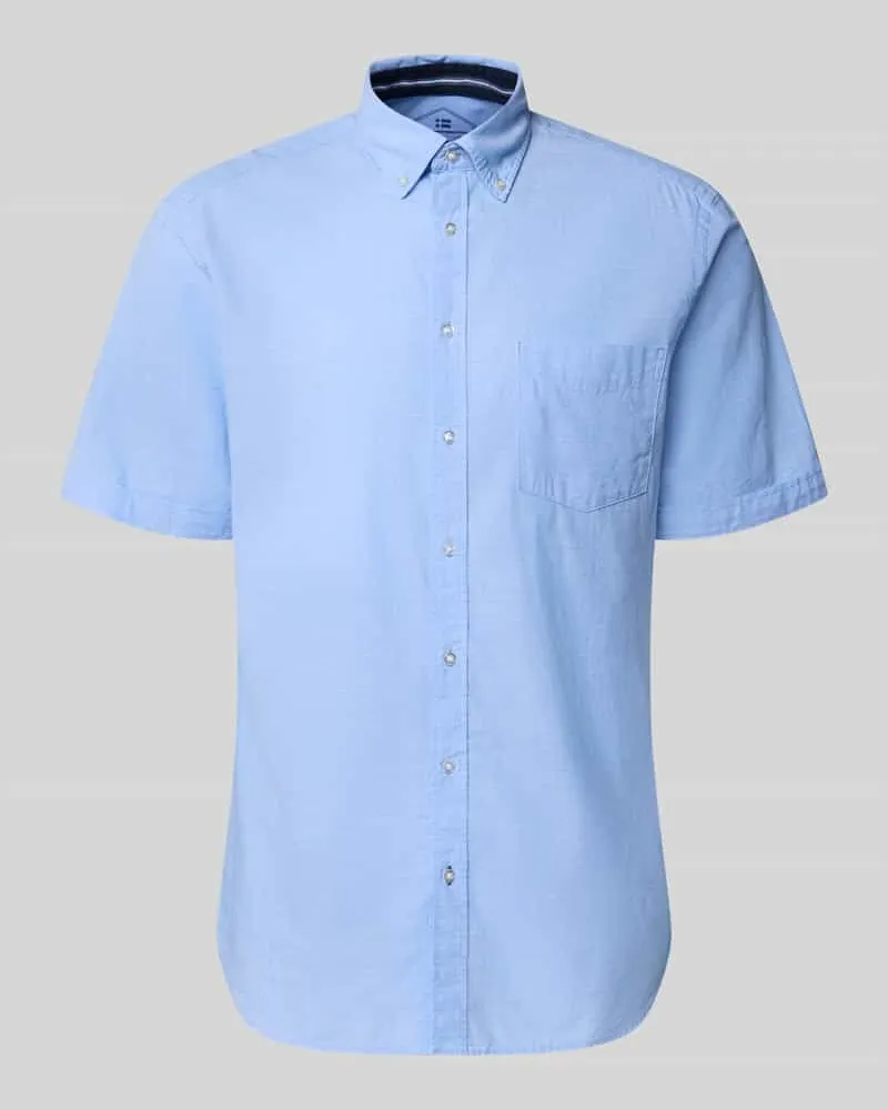 Christian Berg Regular Fit Freizeithemd mit Button-Down-Kragen Bleu