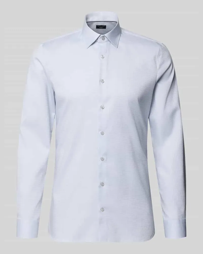 Olymp Slim Fit Businesshemd mit Kentkragen Silber