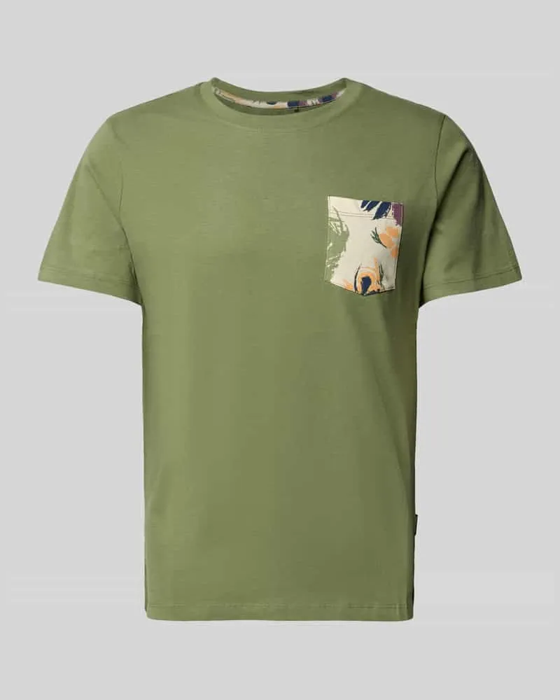 Blend T-Shirt mit geripptem Rundhalsausschnitt Modell 'BHJEM Oliv