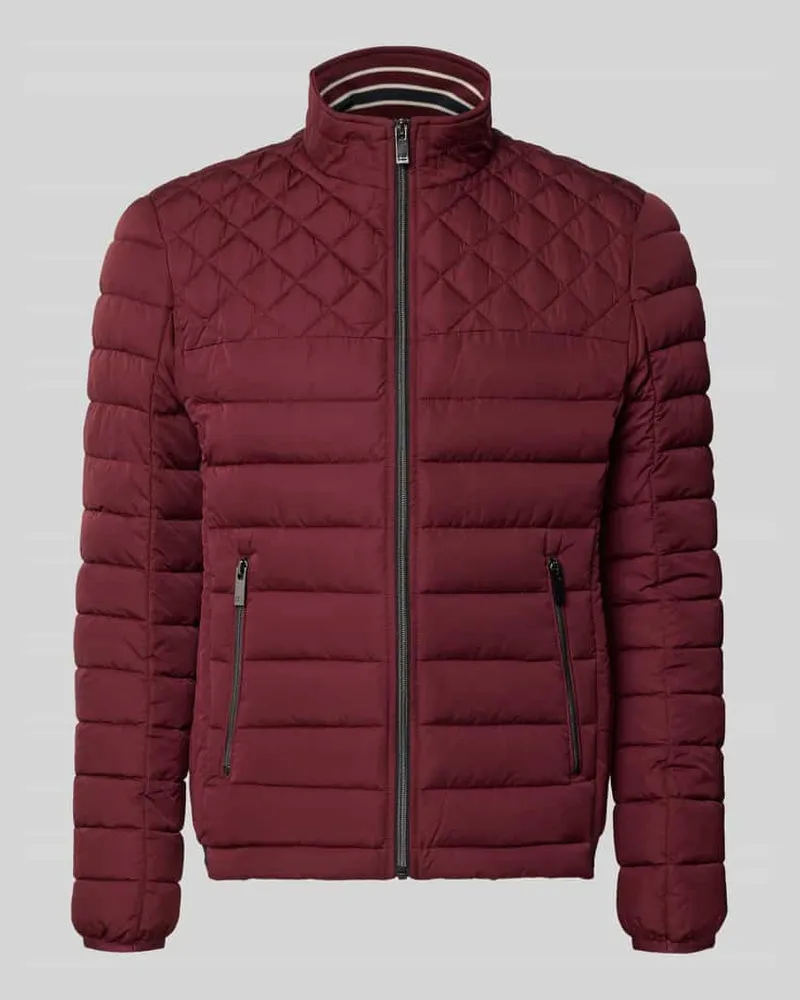 Christian Berg Steppjacke mit Stehkragen und Reißverschlusstaschen Rot