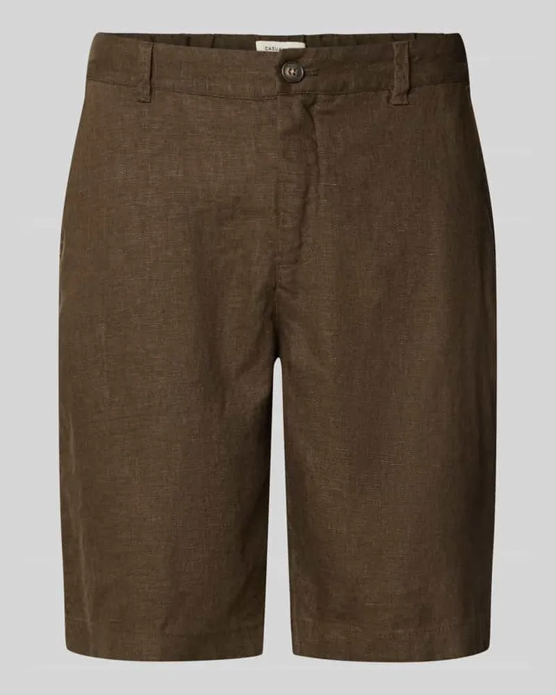 Casual Friday Leinen Shorts mit Eingrifftaschen Modell 'PANDRUP Dunkelbraun