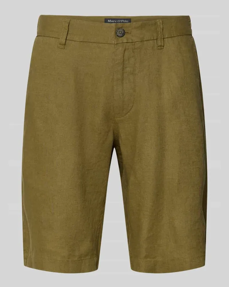 Marc O'Polo Regular Fit Shorts aus reinem Leinen Modell 'RESO JOGGER Oliv
