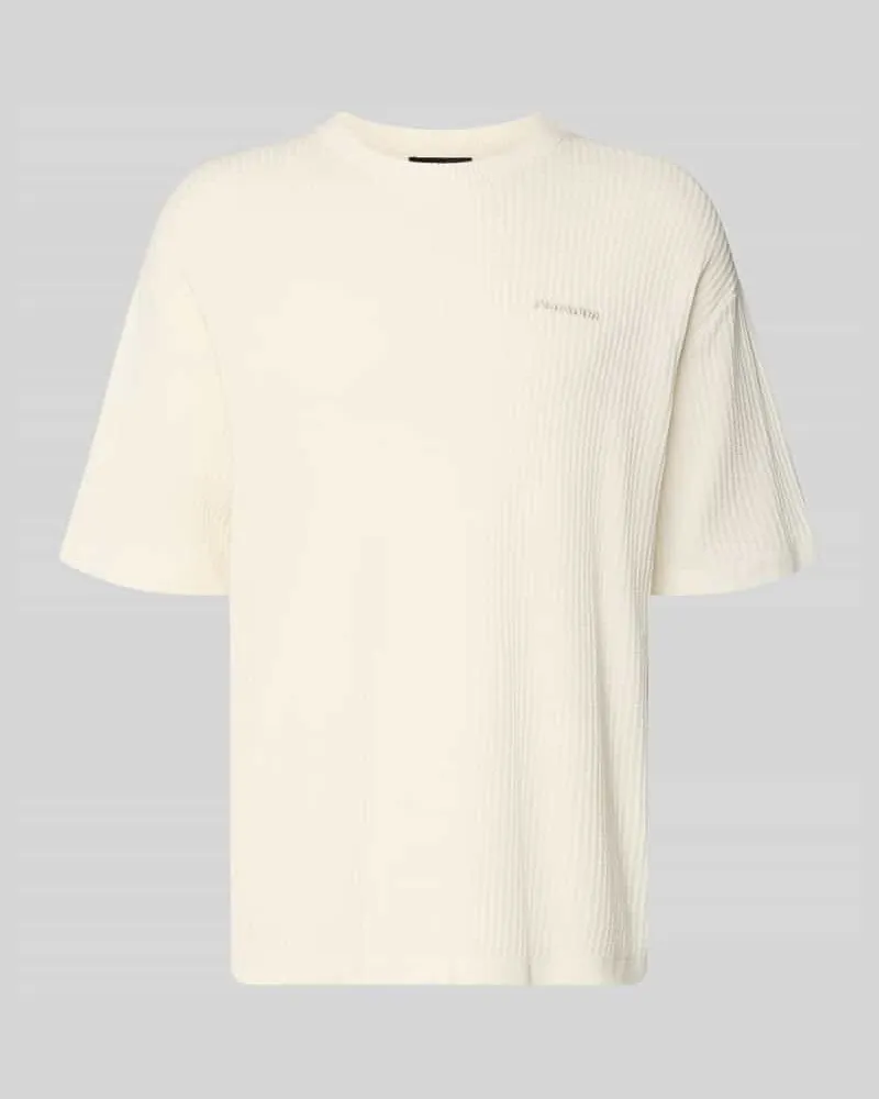 PEGADOR Strickshirt mit Strukturmuster und Label-Stitching Offwhite