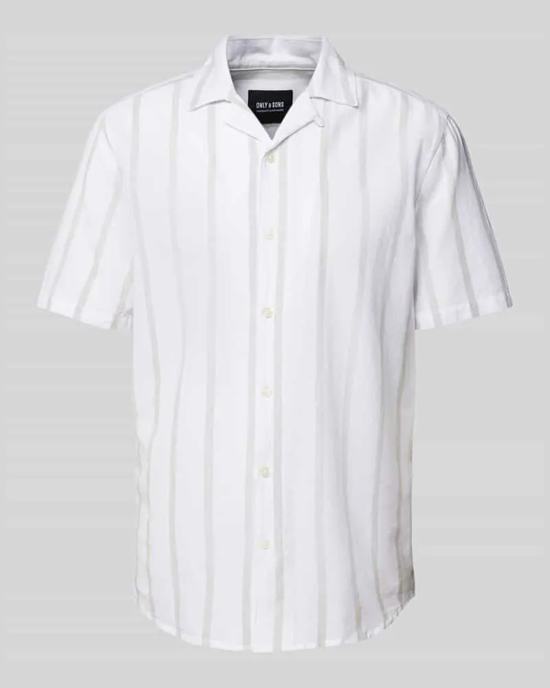 Only & Sons Regular Fit Freizeithemd aus Baumwoll-Mix mit Leinen-Anteil Modell 'CASEY Offwhite