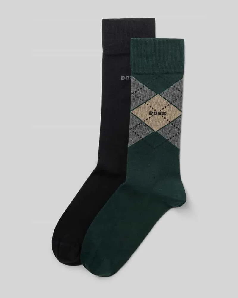 HUGO BOSS Socken aus Baumwoll-Mix im 2er-Pack Modell 'ARGYLE Dunkelgruen