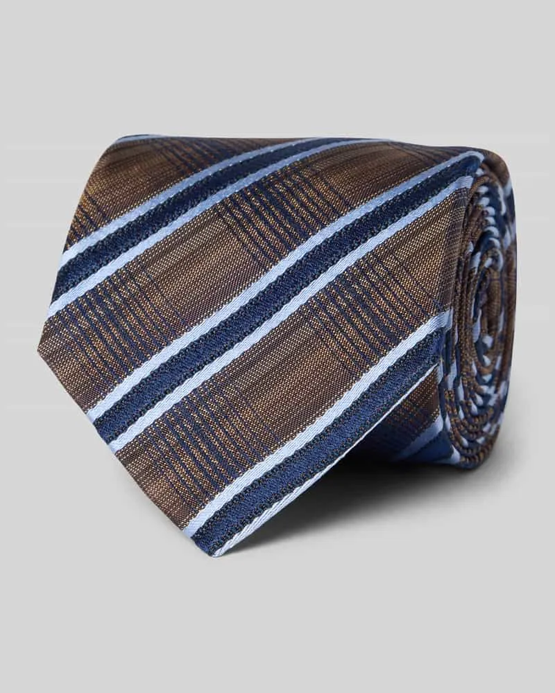 Monti Seidenkrawatte mit Allover-Print (7 cm Camel
