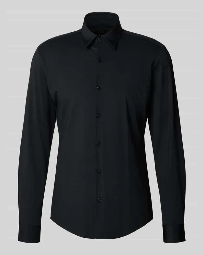 HUGO BOSS Slim Fit Business Hemd mit Kentkragen Modell 'ROAN Black