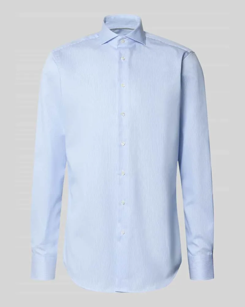 Christian Berg Extralanges Regular Fit Business-Hemd mit Haifischkragen Bleu