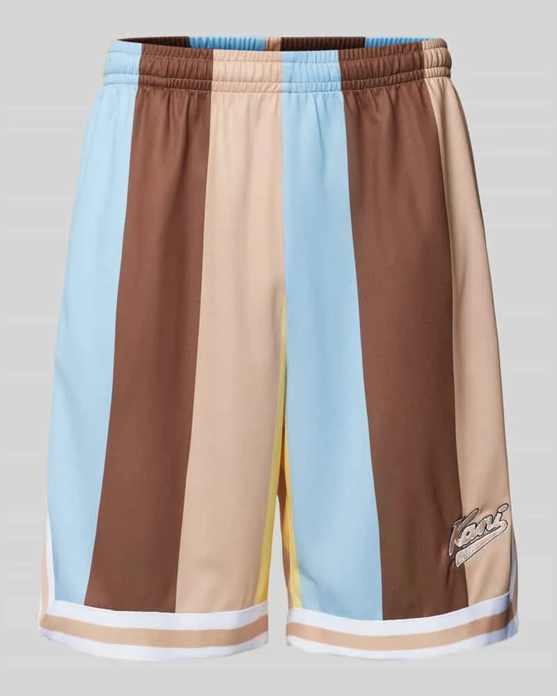 Karl Kani Loose Fit Shorts mit Label-Stitching Hellbraun