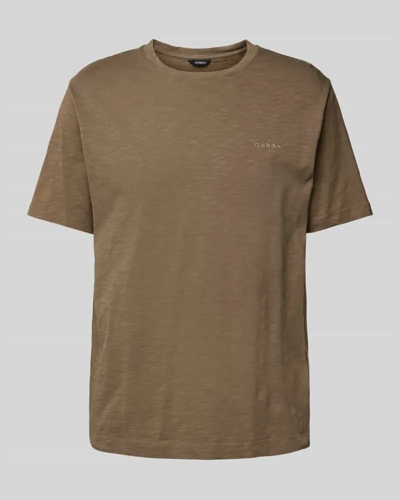 GABBA T-Shirt mit geripptem Rundhalsausschnitt 