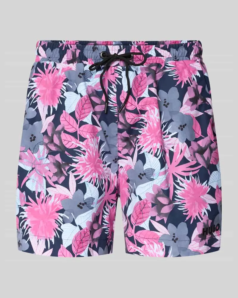 HUGO BOSS Regular Fit Badeshorts mit Allover-Muster Modell 'CALALA Pink