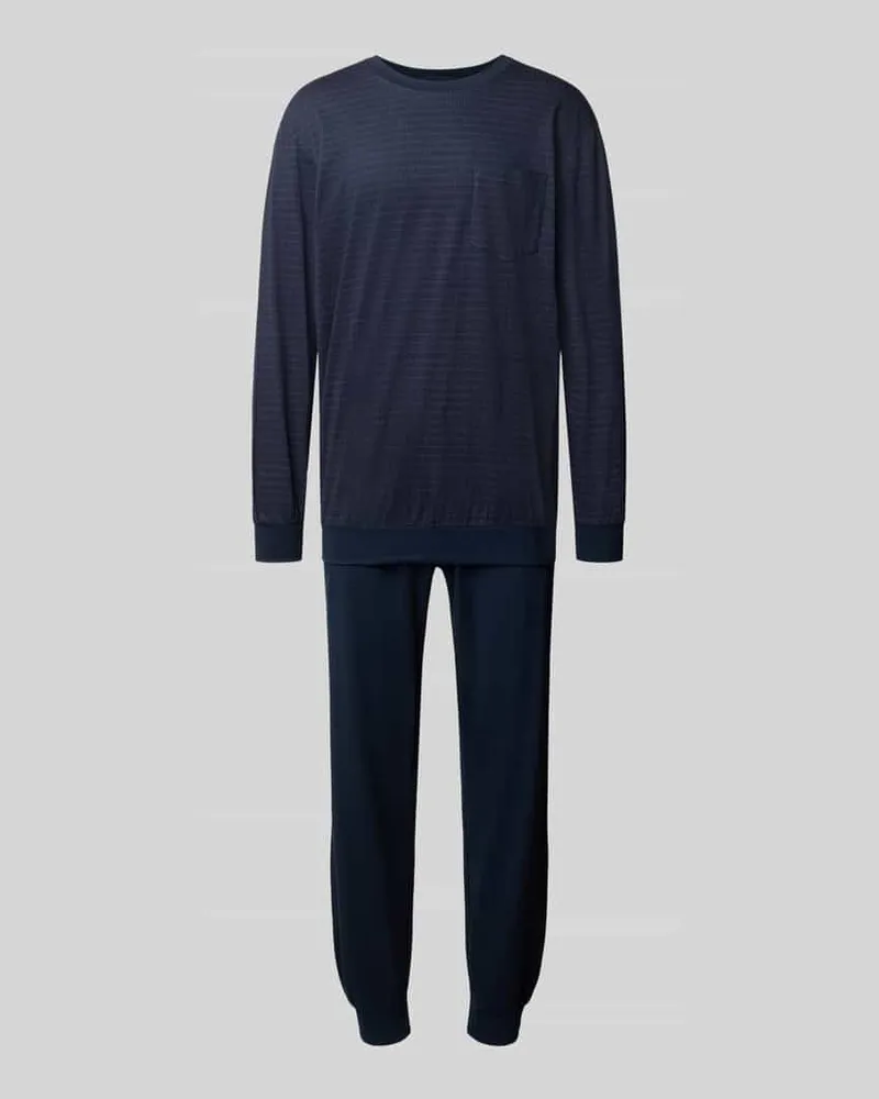 Schiesser Regular Fit Pyjama-Set aus reiner Baumwolle Aubergine